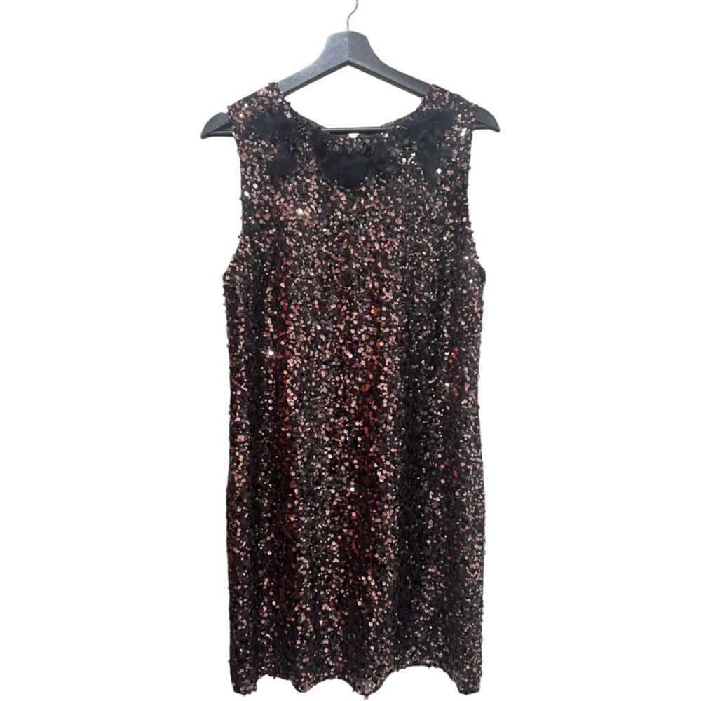 Elie Tahari Black and Brown Sequin Mini Dress